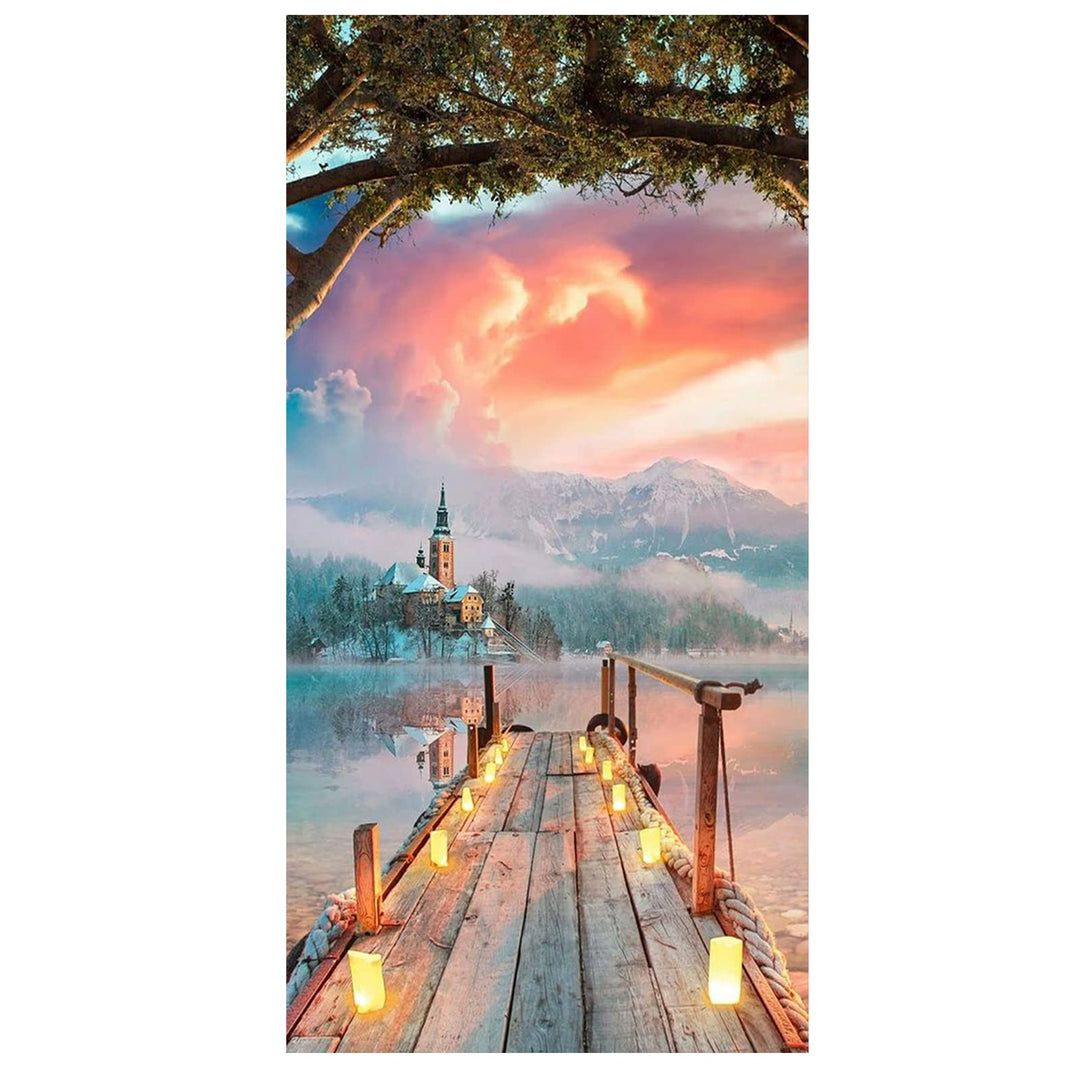 DCIDBEI 50 x 110 cm Diamond Painting Grosses Format Landschaft 5D malen nach zahlen Runde für Kreuzs