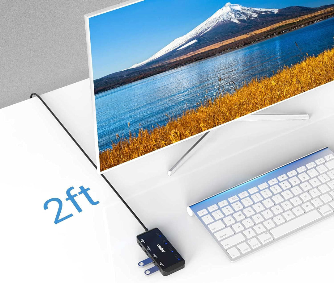 atolla USB Hub mit 4 USB 3.0 Ports, 60cm Kabel, Ultra dünn USB Verteiler mit einzelnen Power Schalte