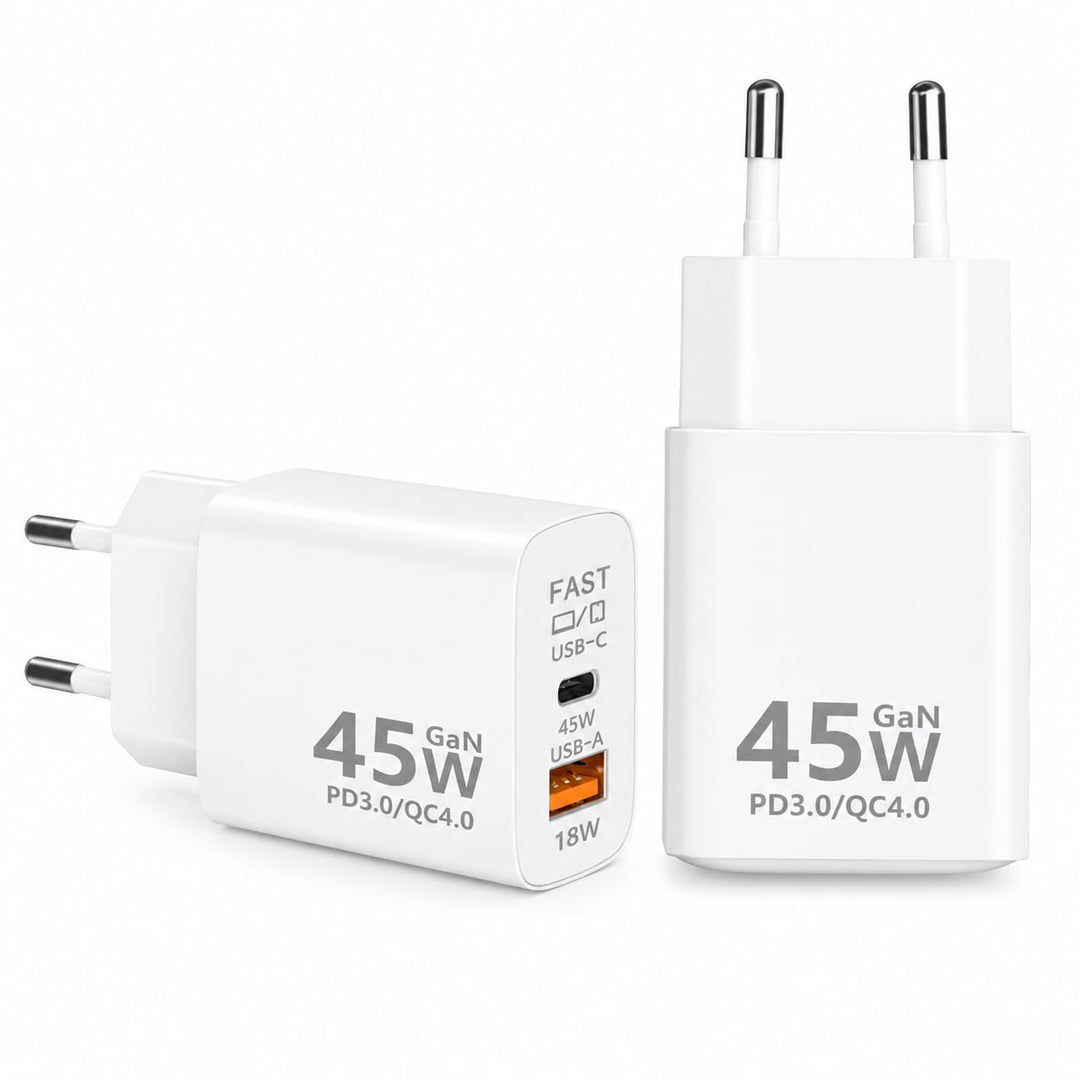 PYRODUM USB C Ladegerät 45W 2Er Pack, 2 Port Netzteil USB, PD 3.0 Schnellladegerät, Mehrfach Stecker