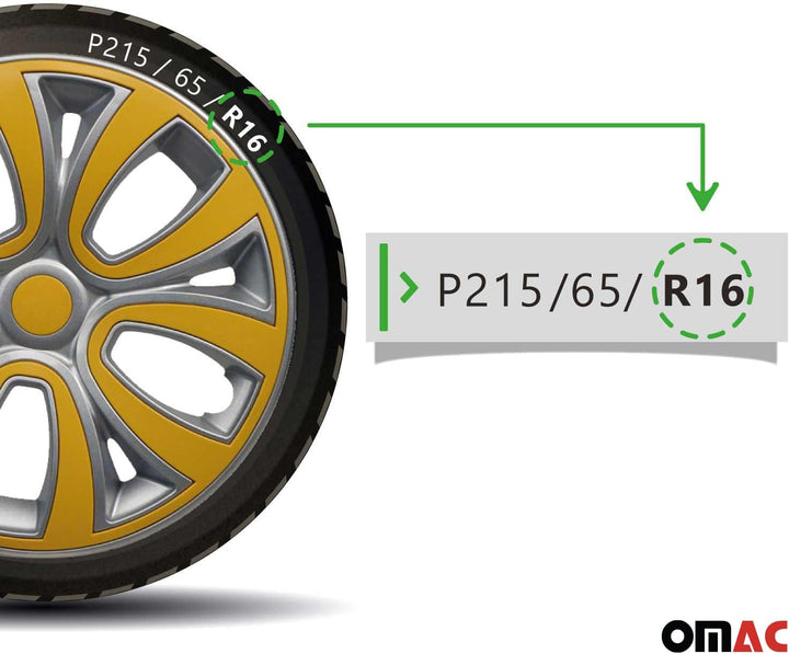OMAC Radkappen Radblenden Radzierblenden Set 16" Zoll Kompatibel mit Auto KFZ PKW | Aus Pa66 M20 + P