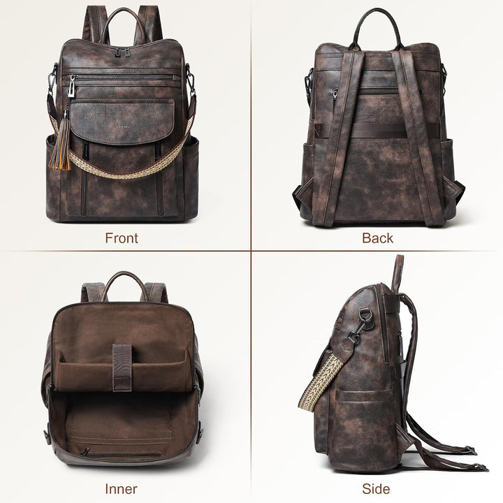 Shrrie Laptop-Rucksack für Damen, 15,6 Zoll Reise-Rucksack aus Leder, Handgepäck-Rucksack Computerta