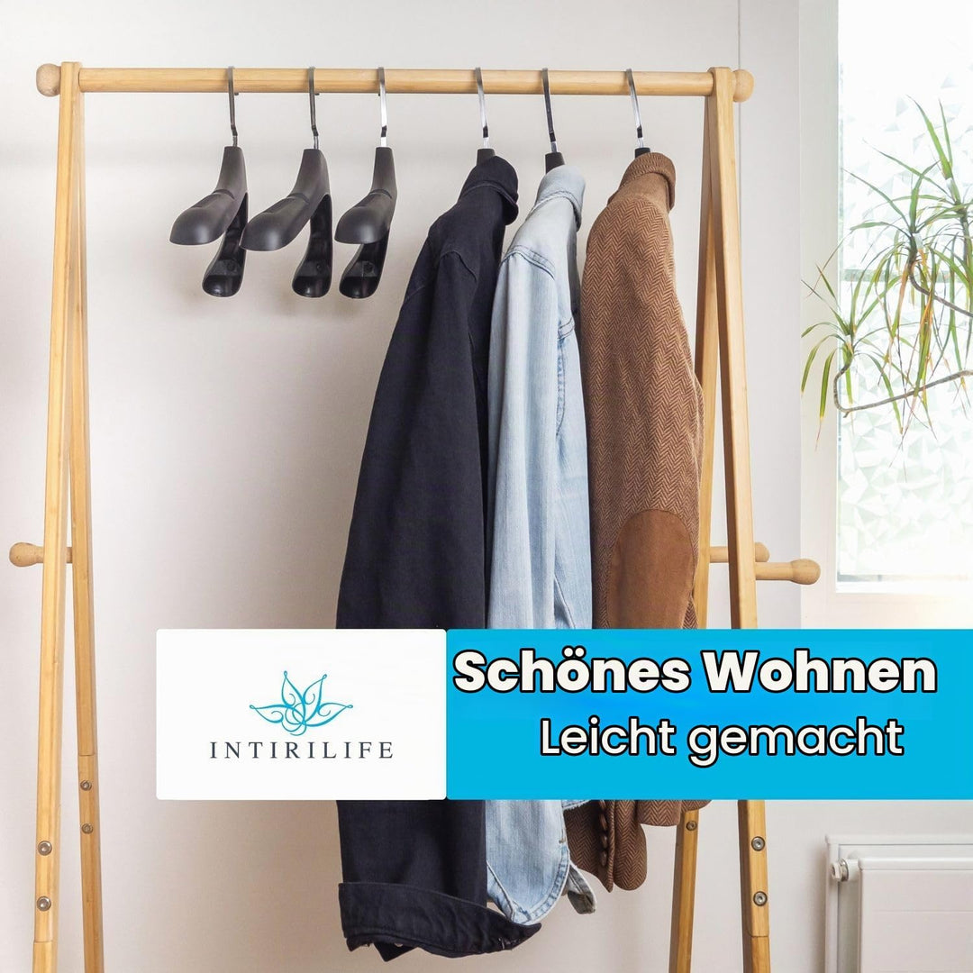Kleiderbügel in UNIVERSAL SCHWARZ - 40 Stück breite Kleiderbügel aus Kunststoff mit Anti-Rutsch Ober