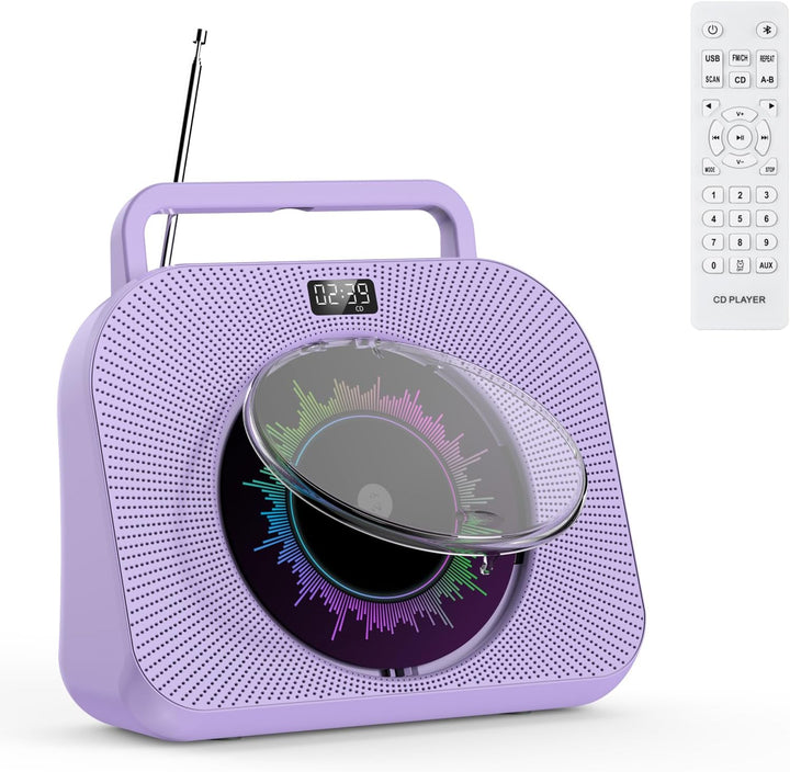 KOVCDVI 9-in-1 CD Player Bluetooth Radio mit CD Player mit Lautsprecher Unterstützung USB/TF-Karten/
