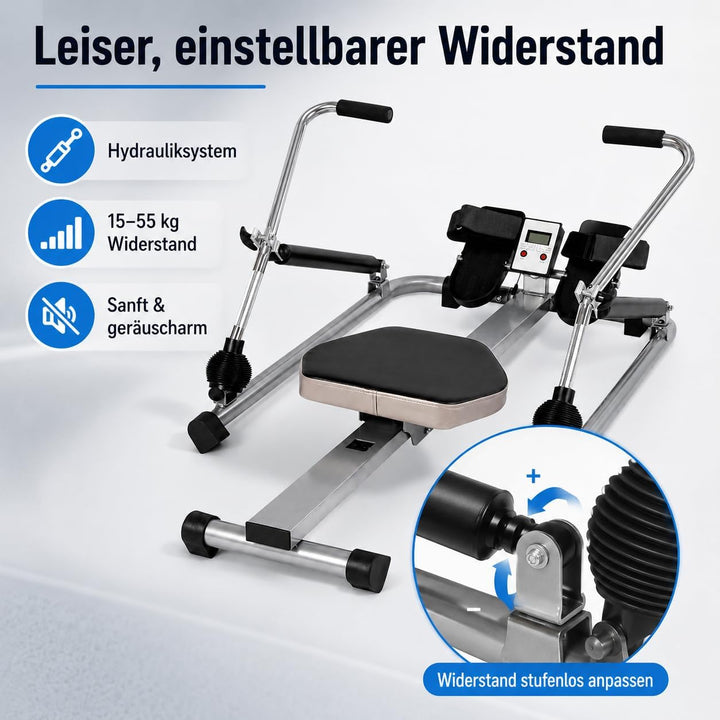 Rudergerät für Zuhause Testsieger, Hydraulische voll Bewegliche Justierbare Rudermaschine mit Weiche