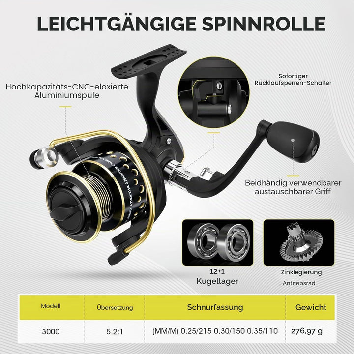 Magreel Teleskop-Angelrute und Spulen-Set mit Angelschnur, Angelköder-Set und Zubehör und Tragetasch
