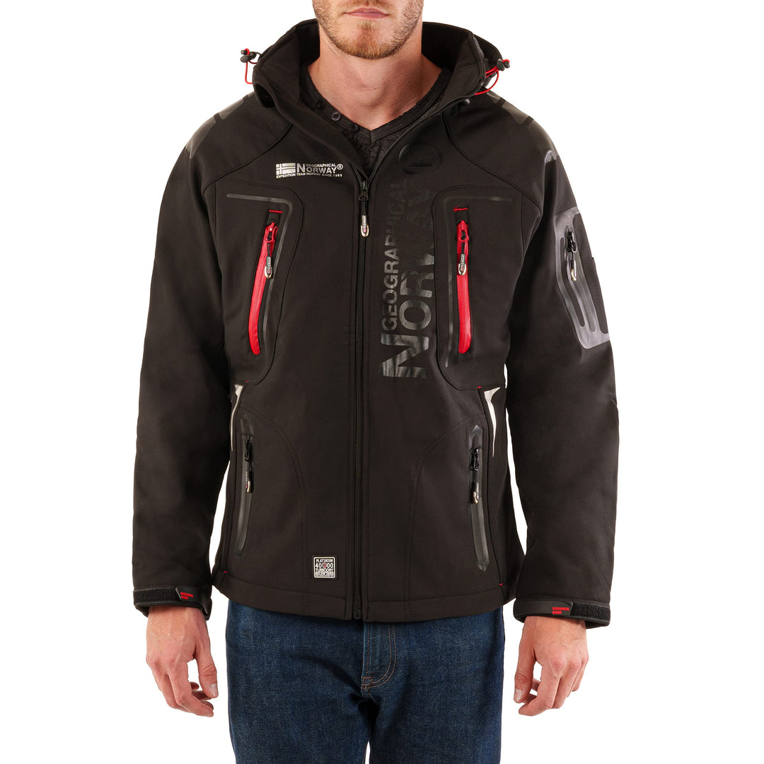 Geographical Norway Techno Softshelljacke Herren Kapuze abnehmbar, BLACK, L