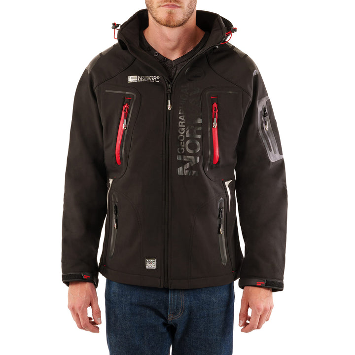 Geographical Norway Techno Softshelljacke Herren Kapuze abnehmbar, BLACK, L