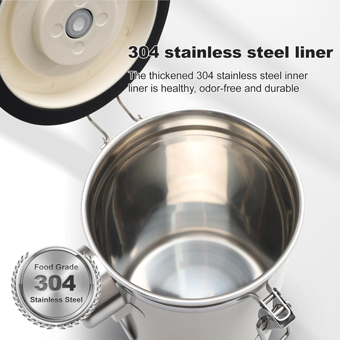 Coffee Bean Container (1.8 L), Airtight, Coffee Canister, Stainless Steel Material, Suitable for Cof