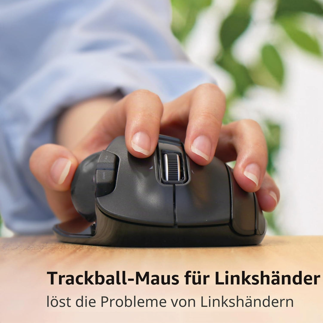 ELECOM EX-G Linkshänder-Trackball-Maus, 2,4 GHz USB Wireless, Ergonomisch, Daumensteuerung, Tracking