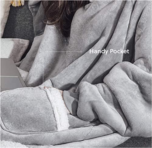 Sacebeleu Kuscheldecke mit Ärmeln,Oversized Weich Decke Hoodie Sweatshirt,Sherpa Kapuzenpullover für