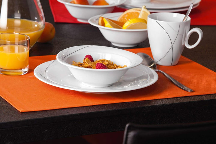 Seltmann Weiden Trio Highline Frühstück-Set 18 tlg., 6 Personen, Grau / Schwarz