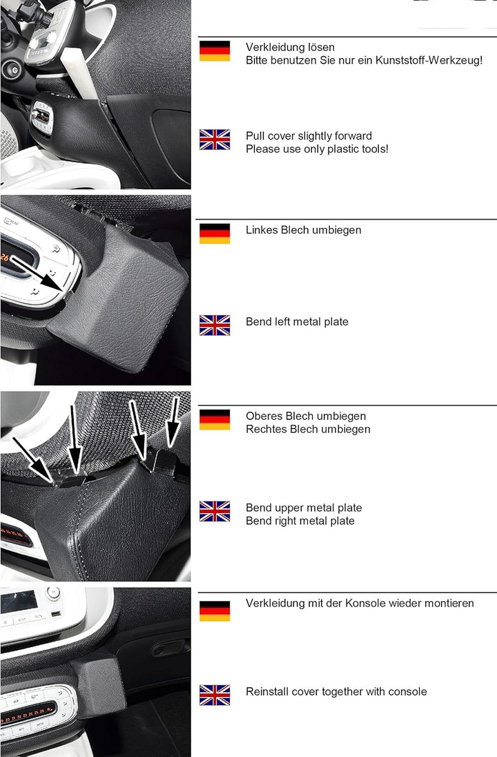 KUDA 1770 Halterung Echtleder schwarz für Smart ForTwo/ForFour (W453) ab 2014, 1770