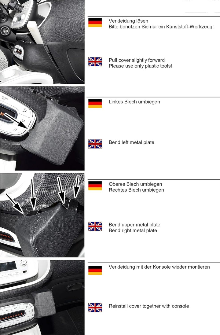 KUDA 1770 Halterung Echtleder schwarz für Smart ForTwo/ForFour (W453) ab 2014, 1770