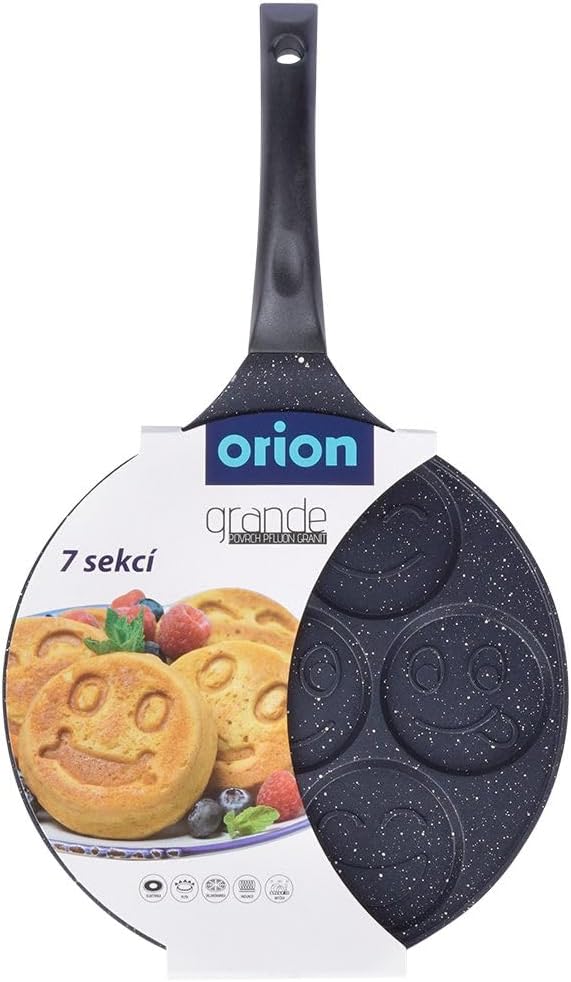 ORION Augenpfanne Ø 27 cm | Spiegelei-Pfanne für 7 Eier | Crepepfanne für Gas | fur Induktion, mit a