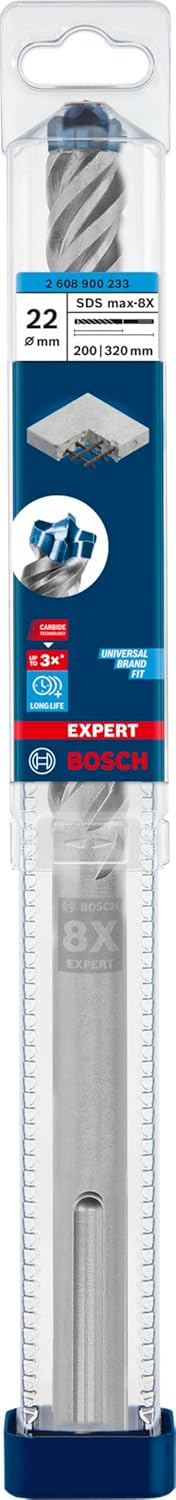 Bosch Professional 1x Expert SDS max-8X Hammerbohrer (für Stahlbeton, Ø 22,00x320 mm, Zubehör Bohrha
