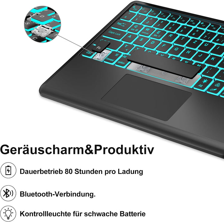 Tastatur Hülle für iPad Pro 12.9 Zoll 1./2. Generation Touchpad/Beleuchtung | Deutsches QWERTZ Layou