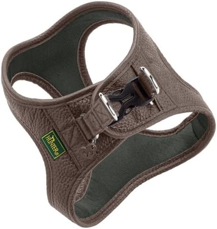 Hunter Hundegeschirr Love, Farbe: braun, weiches Rindsleder, atmungsaktive Mesh-Polsterung, Herz han