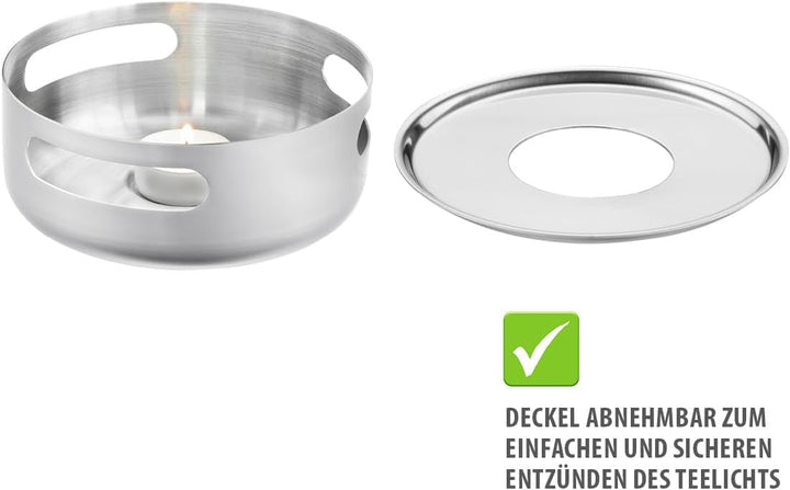 GEFU Stövchen T-PREP – Edelstahl Teewärmer für Langanhaltenden Genuss | Gleichmässige Wärmeverteilun