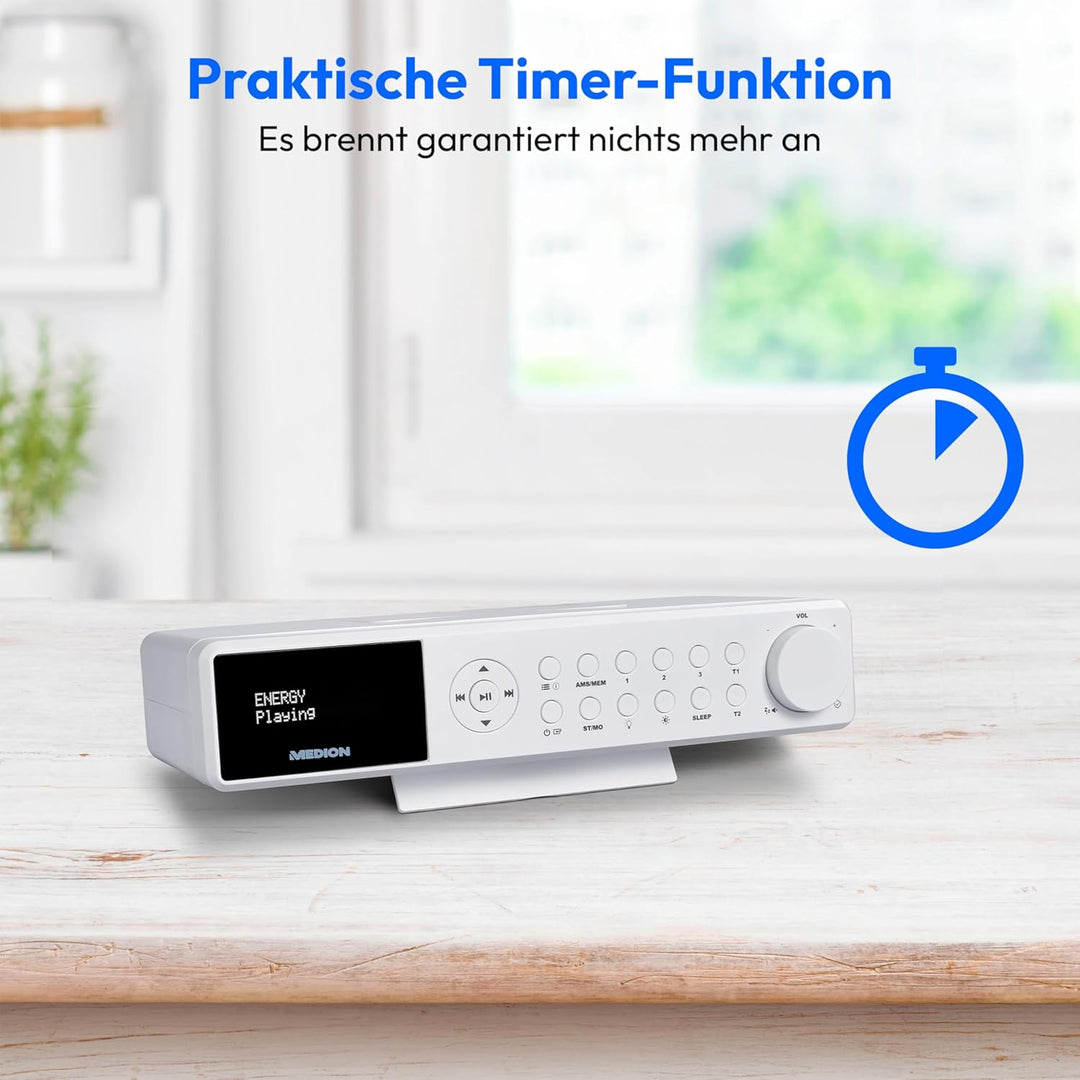 MEDION E6660 Küchen Unterbauradio (DAB+ Küchenradio, PLL UKW Radio, Bluetooth, LED Lichtleiste, Unte