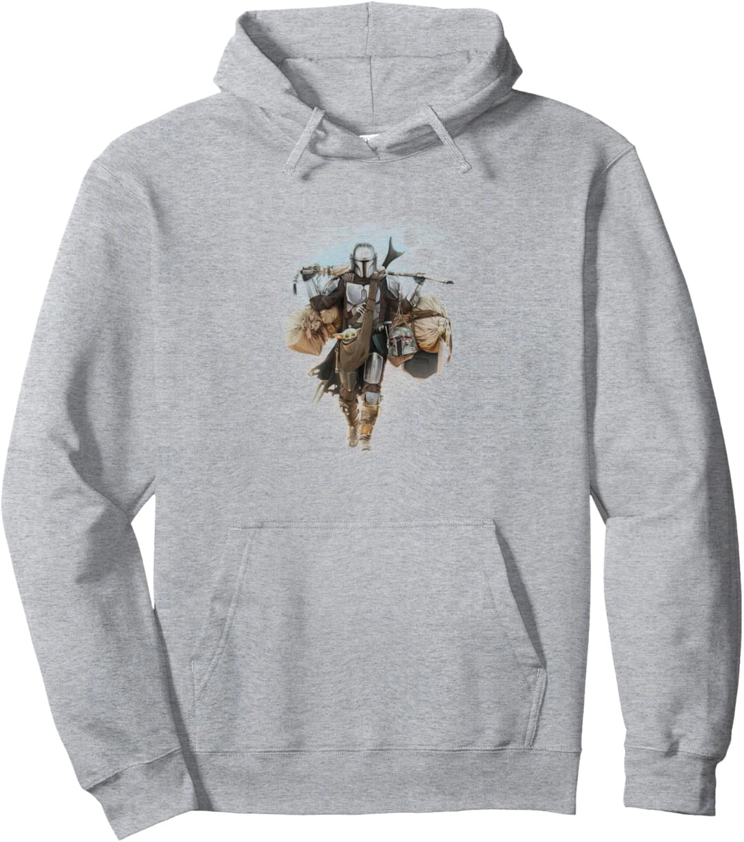 Star Wars: The Mandalorian Mando Walking With The Child Pullover Hoodie
