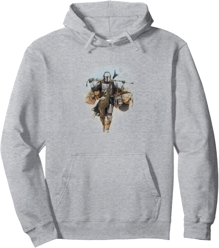 Star Wars: The Mandalorian Mando Walking With The Child Pullover Hoodie