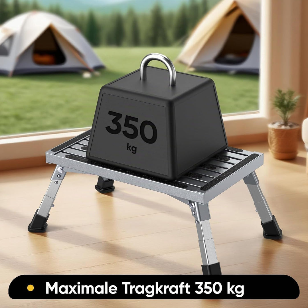 Aluminium Tritthocker Klappbar, Kippsicher Leicht, Klappbar Rutschfester, trittstufe für Camping, Kü