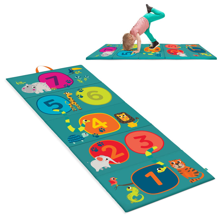B. toys - Hop-n-Count-Matte - Tumbling Mat - Gymnastikmatte für Kinder - Zahlen, Tiere, Himmel-und-H