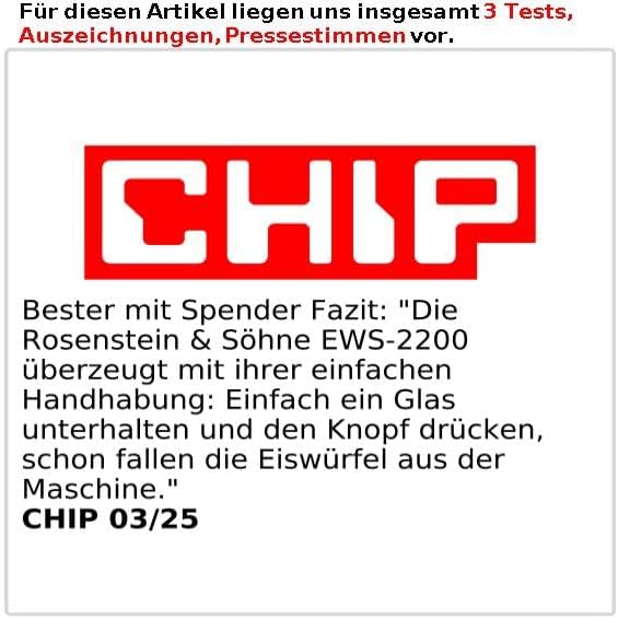Rosenstein & Söhne Eismaschine: Premium-Eiswürfelmaschine mit Eiswürfel- & Kaltwasserspender, 2 Lite