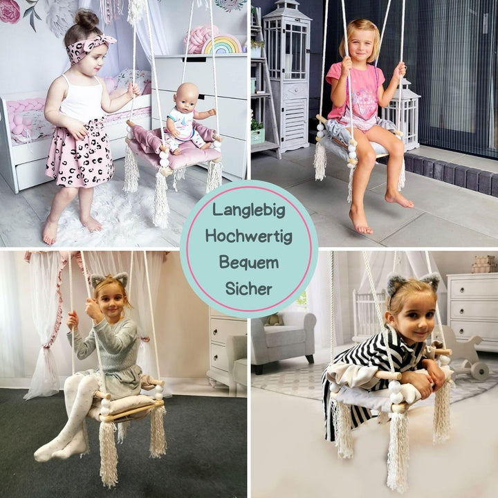 Love Gifts® Schaukel - Kinderschaukel 3-7 Jahre aus Holz, geeignet auch als Indoor Schaukel, montier