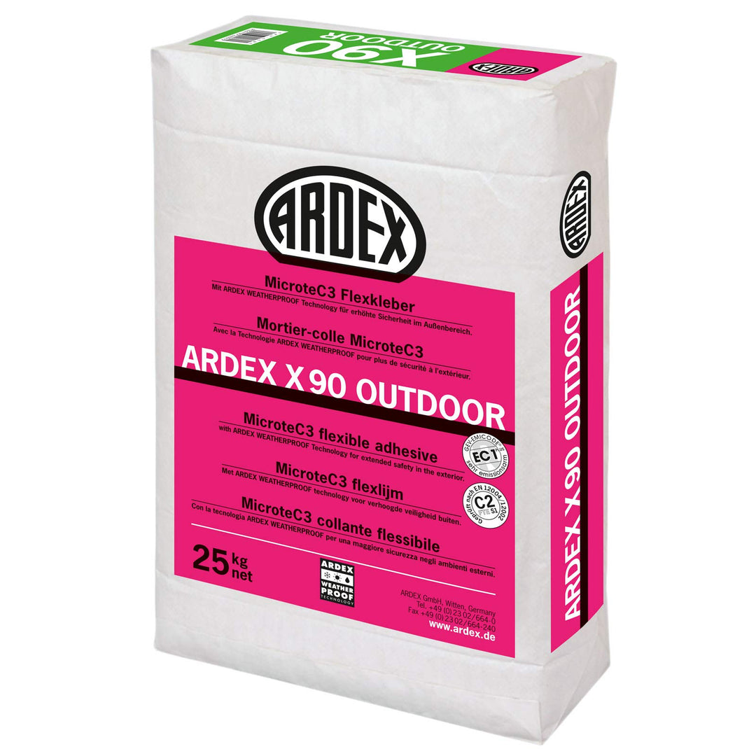 ARDEX X90 OUTDOOR MicroteC3 Flexkleber, 25kg - Ausblühungsfreie Verlegung von Fliesen aus Steinzeug