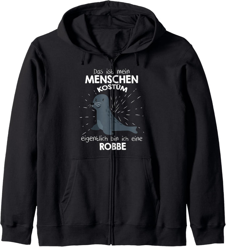 Mein Menschen Kostüm Bin ich eine Robbe, Halloween Outfit Kapuzenjacke