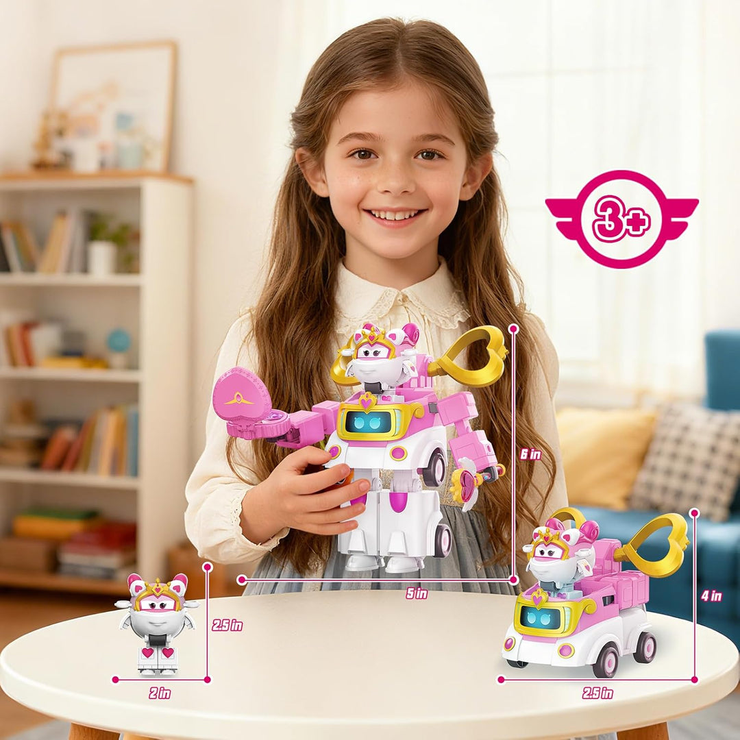 Super Wings Verwandlungsroboter Sara, 15,5 cm gross, 2-in-1 Verwandlungsroboter Fahrzeugspielzeug, m