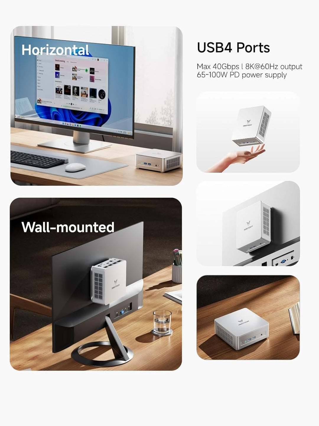 MINIS FORUM UM750L Slim Mini-PC, AMD Ryzen 5 7545U (6 Kerne/12 Threads, bis zu 4,9 GHz), 16 GB LPDDR
