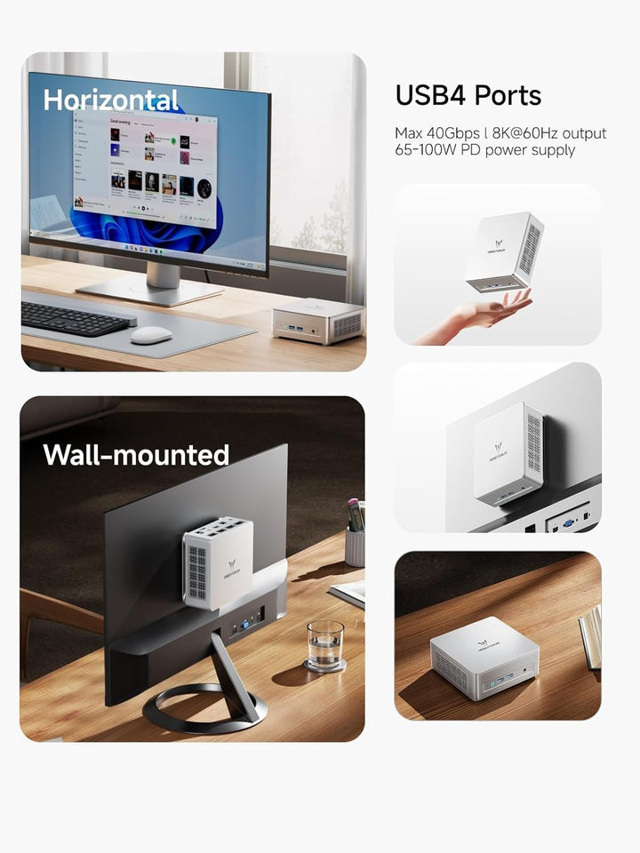 MINIS FORUM UM750L Slim Mini-PC, AMD Ryzen 5 7545U (6 Kerne/12 Threads, bis zu 4,9 GHz), 16 GB LPDDR