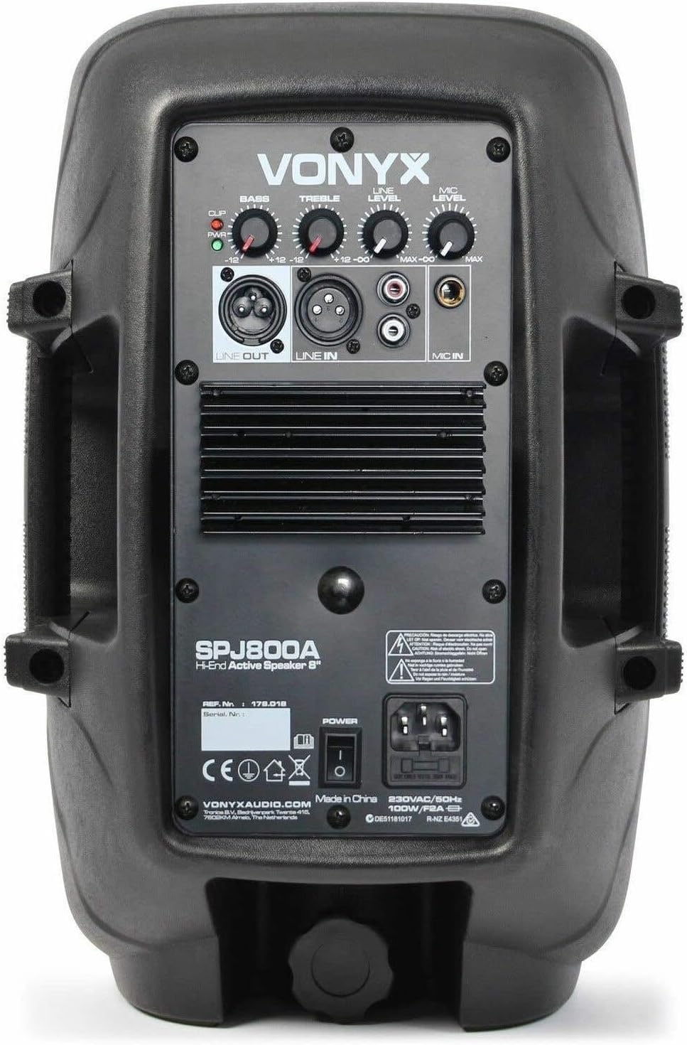 Vonyx SPJ-800A, PA Aktiv Lautsprecher, DJ Box, 200 Watt 8 Zoll High End aktiver Speaker, DMX, Cinch,