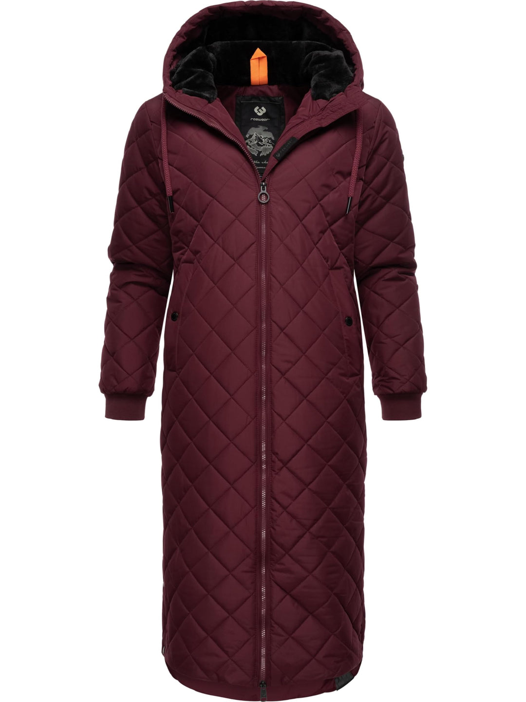 Ragwear Damen Wintermantel Warmer Steppmantel extralang mit Kapuze Niran XS-XXL XS Wine Red, XS Wine