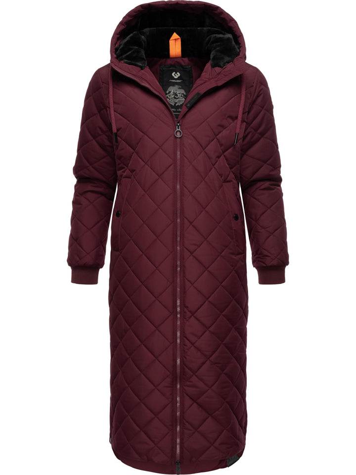 Ragwear Damen Wintermantel Warmer Steppmantel extralang mit Kapuze Niran XS-XXL XS Wine Red, XS Wine