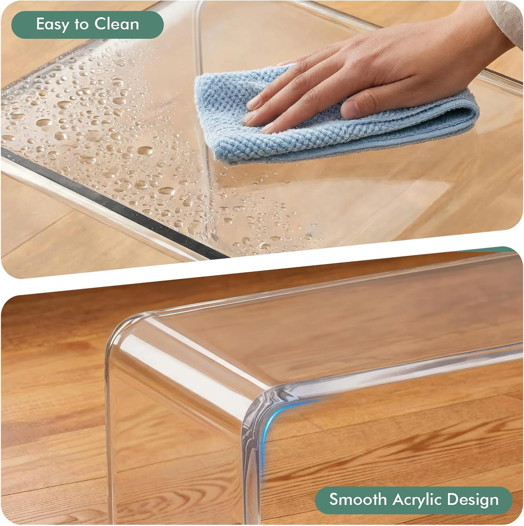 Acryl Tritthocker, Transparenter Fusshocker 32x23x23,5cm Badezimmer Hocker