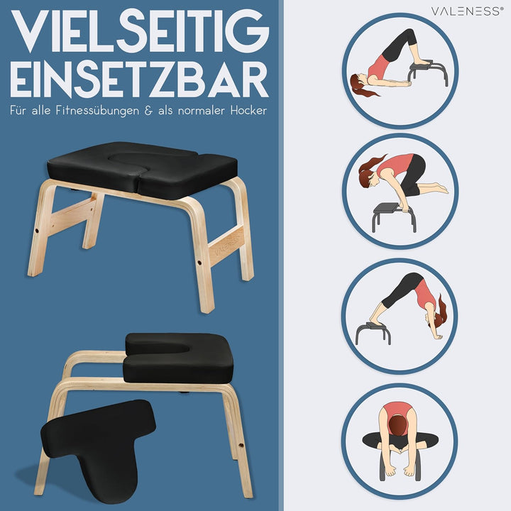 Yoga Kopfstandhocker - Hochwertiger Yoga Hocker inkl. Yogagurt, Yogablock & Übungsposter - Yoga Stuh