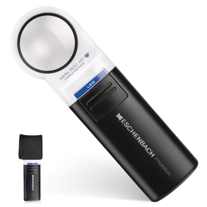 Eschenbach Optik Handlupe mobiluxLED mit LED-Beleuchtung und 12,5X-Vergrösserung Linsengrösse: (Ø) 3