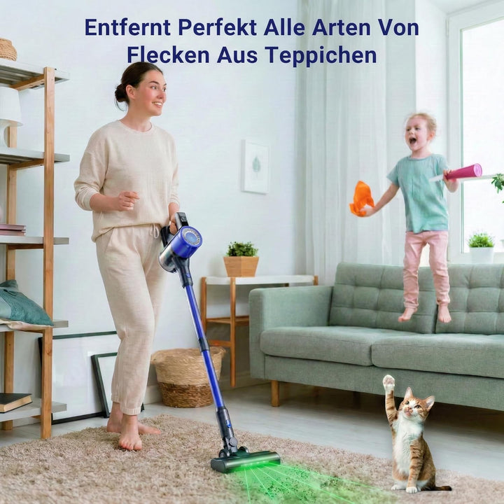 Akku Staubsauger 650W/58KPA/60Mins,Staubsauger Kabellos mit Selbststehend Anti-Tangle-Bürste LED, 2,