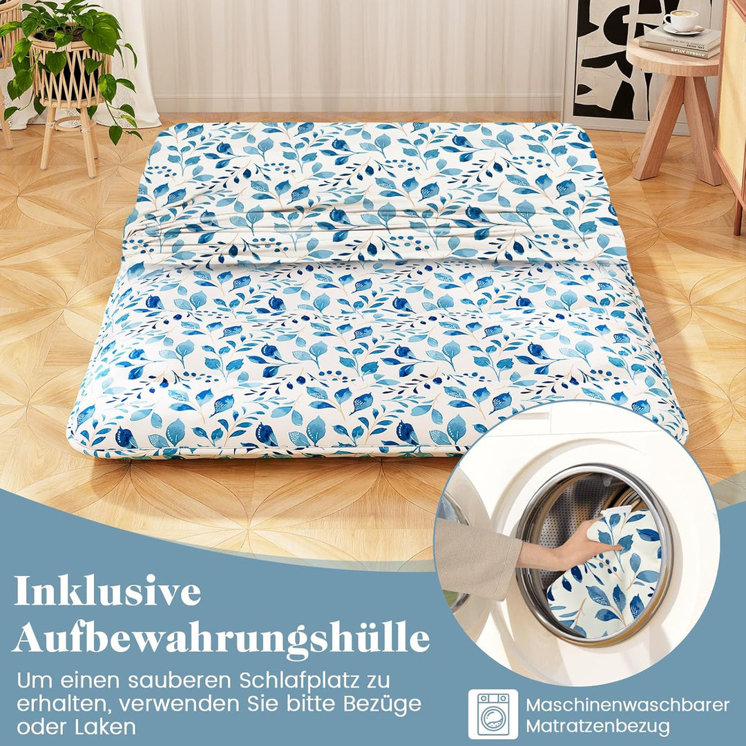 COSTWAY Japanische Futon Matratze, Tatami-Matte, Bodenmatratze, Klappmatratze mit waschbarem Bezug,