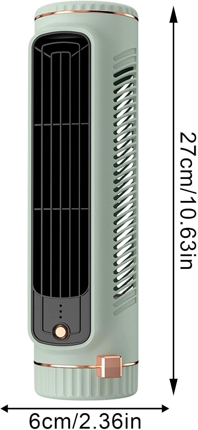 Schreibtisch-Turm-Ventilator, wiederaufladbar, tragbar, blattlos, 3 Geschwindigkeiten, kühlt wie Kli
