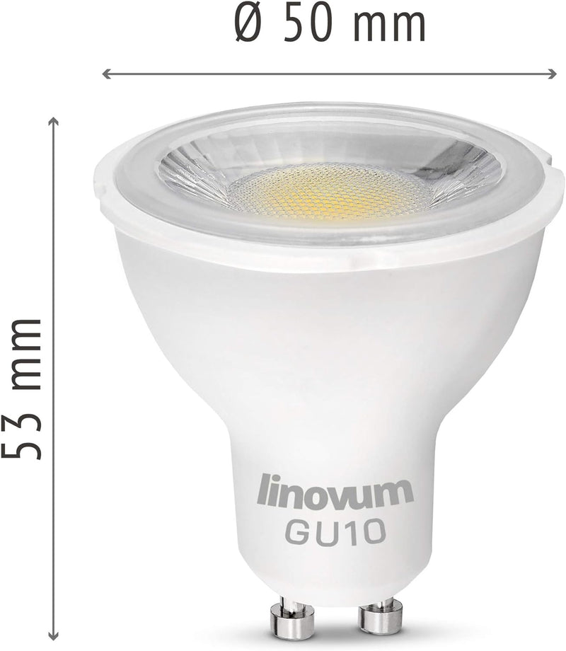 linovum 10er Set Leuchtmittel LED GU10 neutralweiss 6 Watt 42° Abstrahlwinkel - ersetzt 60 Watt - LE