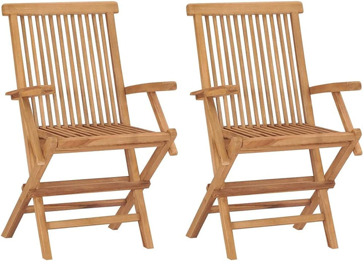 vidaXL 2X Teak Massiv Gartenstuhl mit Armlehnen Klappbar Holzstuhl Klappstuhl Stuhl Stühle Gartenmöb