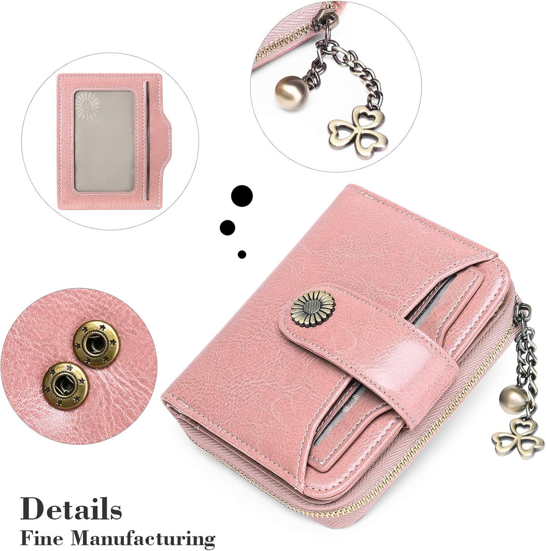 SENDEFN Geldbörse Damen Klein,Geldbeutel Frauen Echtes Leder,mit Münzfach Kleines Zipper Brieftasche