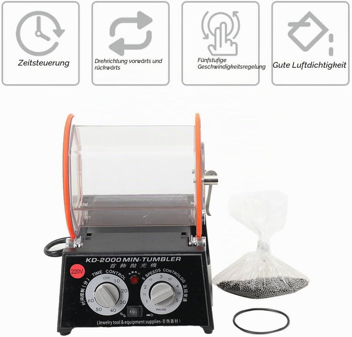 Lfhelper 5KG Poliertrommel Poliermaschine Schmuck polieren Maschine Rotary Tumbler Schmuckpolier Pol