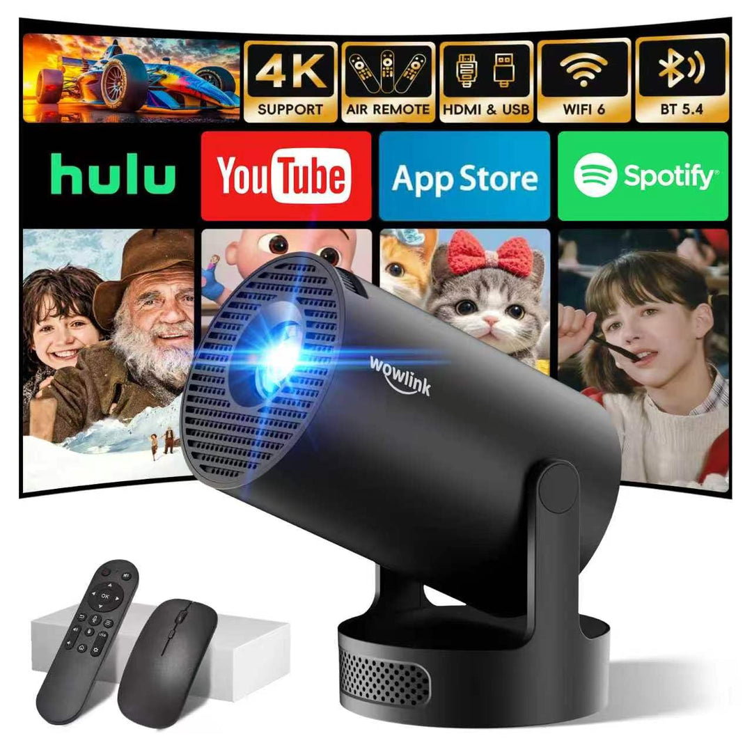Mini Beamer Unterstützt 4K 1080P, Projektor Tragbarer mit WiFi 6 und Bluetooth 5.4, Beamer Klein Pro