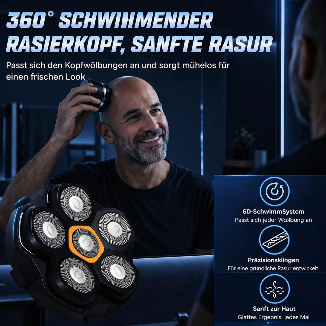 3 Stück Glatzen Rasierer Herren Ersatzkopf für DOAO Kensen Ersatzklingen | Magnetische 6D Ersatzrasi