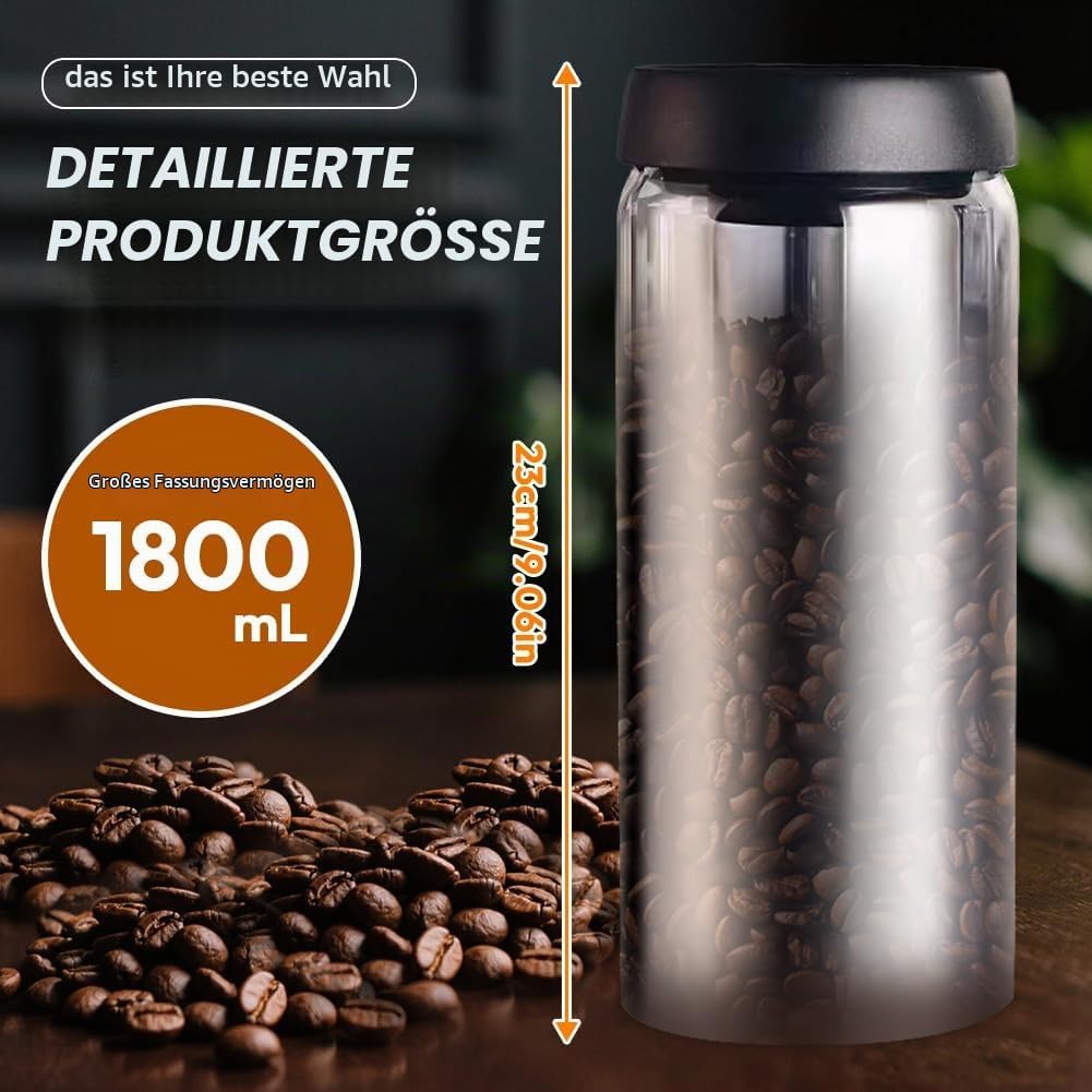 VOHESEA Kaffeedose mit Vakuumdeckel, 1800ml Kaffeedose Luftdicht, Kaffeebohnen Aufbewahrung, Vakuum